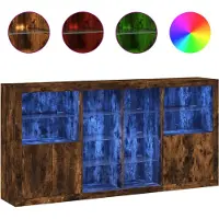 vidaXL Dressoir met LED-verlichting 202x37x100 cm gerookt eikenkleurig