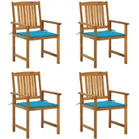 vidaXL Tuinstoelen met kussens, 4 stuks, massief acaciahout