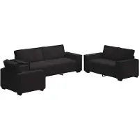 vidaXL 3-delige Loungeset met kussens fluweel zwart