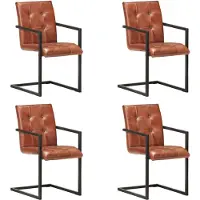 vidaXL Eetkamerstoelen 4 st echt leer bruin