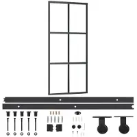 vidaXL Schuifdeur met beslag 90x205 cm aluminium en ESG-glas