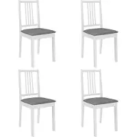vidaXL Eetkamerstoelen met kussens 4 st massief hout wit
