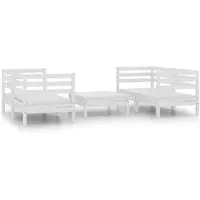 vidaXL 5-delige loungeset voor de tuin, wit, grenenhout, massief