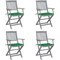 vidaXL Klapstoelen, 4 stuks, met kussens, gemaakt van massief acaciahout