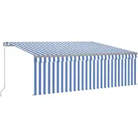 vidaXL Luifel handmatig uittrekbaar rolgordijn LED 4,5x3 m blauw wit