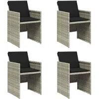 vidaXL Tuinstoelen met kussens, 4 stuks, lichtgrijs, polyrotan