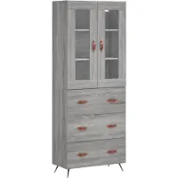 vidaXL Hoge kast 69,5x34x180 cm bewerkt hout grijs sonoma eikenkleurig