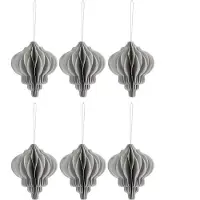 Springos Kerstbal | Papier | 12,5 Cm | 3D | Grijs | 6 Stuks