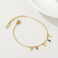 Yehwang Armband goud met groene steentjes | Stainless steel | waterproof | kadotip