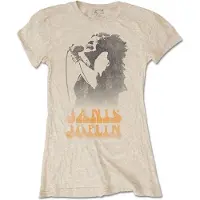 Janis Joplin T-Shirt Working The Mic Femme Beige - Taille XXL