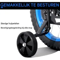 Happiq Kinderfiets – Voor kinderen van 2-4 jaar – Met zijwieltjes en Klinghandrem – Blauw, 36 cm