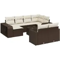vidaXL 11-delige Loungeset met kussens poly rattan bruin