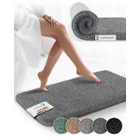 Beautissu BeauMare FL – Badmat Antislip 100x60 cm Antraciet – Hoogpolig Tapijt – Voor Vloerverwarming – Zacht Badmat voor Douche Badkuip WC