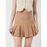 MixRay Hoge Taille Plissé Minirok met Kettingdetails