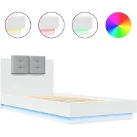 vidaXL Bedframe met hoofdeinde en LED-verlichting, wit, 100x200 cm