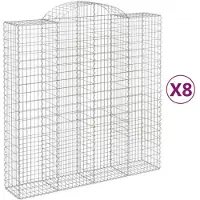 vidaXL Gabionen met boogvorm, 8 stuks, 200x50x200/220 cm, verzinkt staal