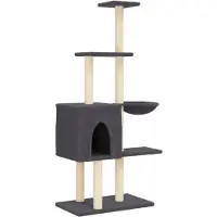 vidaXL Kattenmeubel met sisal krabpalen 145 cm donkergrijs