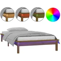 vidaXL Massief houten bed met LED-verlichting, honingbruin, 90x200 cm