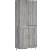 vidaXL Hoge kast 69,5x34x180 cm bewerkt hout grijs sonoma eikenkleurig