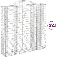 vidaXL Gabionen met boogvorm, 4 stuks, 200x50x200/220 cm, verzinkt staal