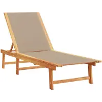 vidaXL Ligbed massief acaciahout en textileen taupe