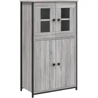 vidaXL Hoge kast 62x32x106,5 cm bewerkt hout grijs sonoma