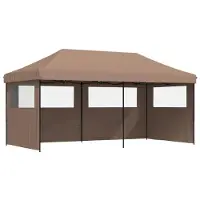 vidaXL Partytent, inklapbaar, pop-up model, met 3 zijpanelen, bruin