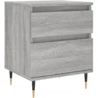 vidaXL Nachtkastje 40x35x50 cm bewerkt hout grijs sonoma eikenkleurig