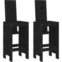 vidaXL Barkruk, 2 stuks, zwart, 40x42x120 cm, massief grenenhout