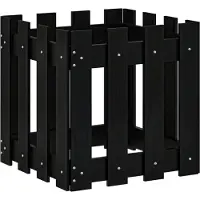 vidaXL Plantenbak met hekontwerp 40x40x40 cm massief grenenhout zwart