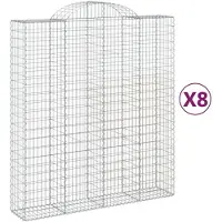 vidaXL Gabionen met boogvorm, 8 stuks, 200x50x220/240 cm, verzinkt staal