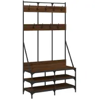 vidaXL Kledingrek met schoenenrek 100x40x184 cm bruin eikenkleur