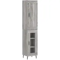 vidaXL Hoge kast 34,5x34x180 cm bewerkt hout grijs sonoma eikenkleurig