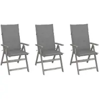 vidaXL Verstelbare tuinstoelen, 3 stuks, met kussens, van massief acaciahout