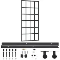 vidaXL Schuifdeur met beslag, veiligheidsglas (ESG) en aluminium, 90x205 cm