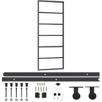 vidaXL Schuifdeur met beslag 76x205 cm aluminium en ESG-glas