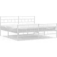 vidaXL Bedframe met hoofd- en voeteneinde Metaal Wit 193x203 cm