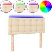 vidaXL Hoofdbord LED 100x5x78/88 cm stof crèmekleurig