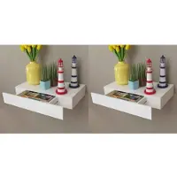 vidaXL Wandplanken zwevend met lades 2 st 48 cm wit
