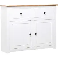 vidaXL Dressoir, wit, 93x40x80 cm, grenenhout, Panama-stijl
