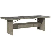 vidaXL Tuintafel met glazen blad 240x90x75 cm poly rattan grijs