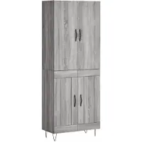 vidaXL Hoge kast, grijs Sonoma, 69,5 x 34 x 180 cm, houtvezel