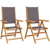 vidaXL Klapstoelen, 2 stuks, antracietkleurig massief hout (akaziahout) met stoffen bekleding