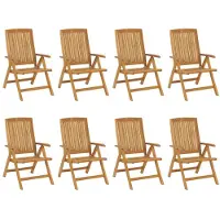 vidaXL Verstelbare klapstoelen, 8 stuks, massief teakhout