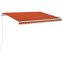 vidaXL Luifel handmatig uittrekbaar met LED 350x250 cm oranje en bruin