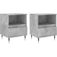 vidaXL Nachtkastjes 2 st 40x35x50 cm bewerkt hout betongrijs