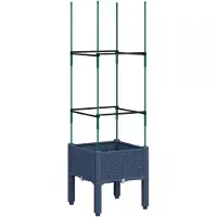 vidaXL Plantenbak met latwerk 40x40x142,5 cm polypropeen blauwgrijs