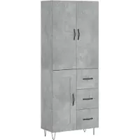 vidaXL Hoge kast, betonkleur, 69,5 x 34 x 180 cm, houtvezelplaat