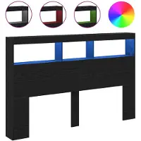 vidaXL Hoofdbordkast met LED 160x17x102 cm eikenkleurig zwart