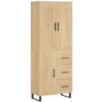 vidaXL Hoge kast 69,5x34x180 cm bewerkt hout sonoma eikenkleurig